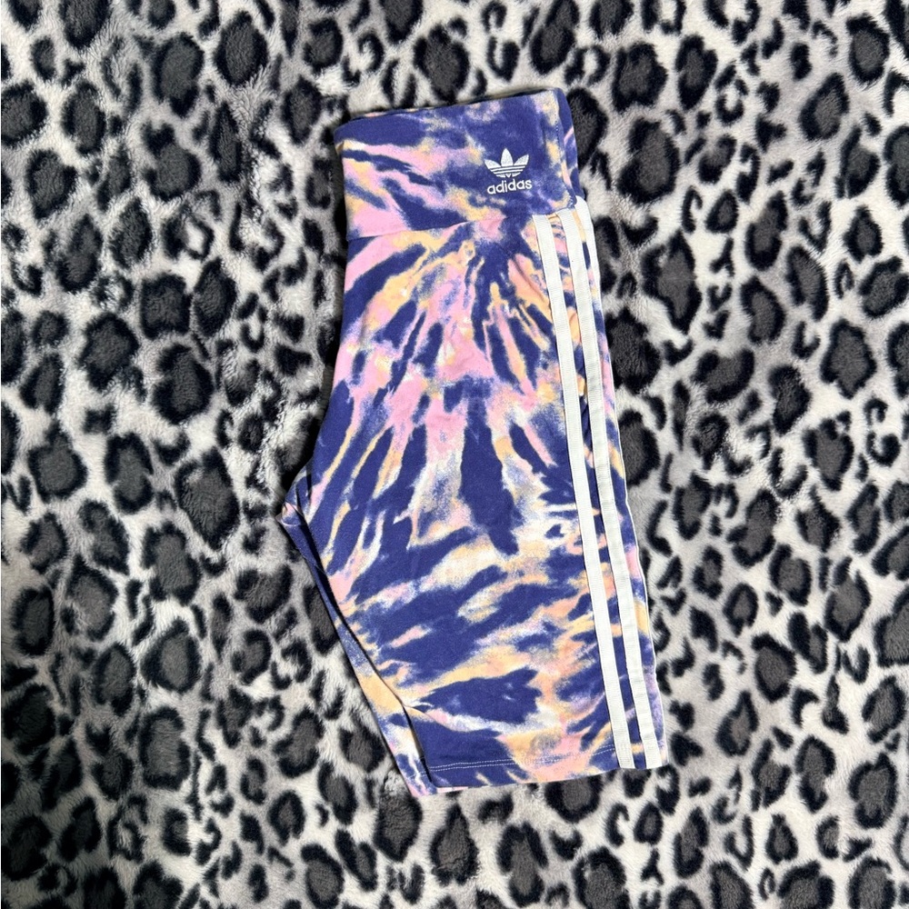 Adidas womens Tie-Dye Shorts - Blue and Pink